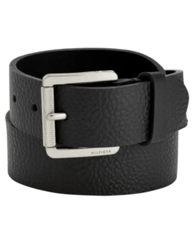 Tommy Hilfiger Knarled Buckle Leather Belt In Black $52