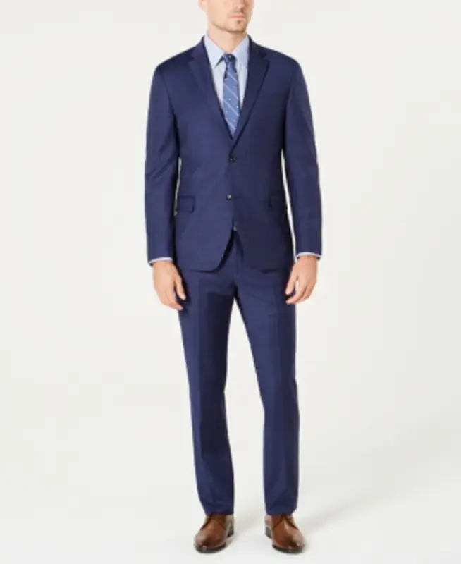 Tommy Hilfiger Men's Modern-fit Th Flex Stretch Navy/burgundy Plaid Suit $600