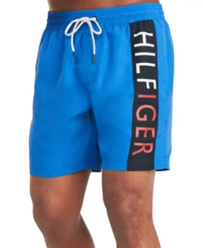 Tommy Hilfiger Men's Ethan Logo 6.5" Swim Trunks, Created For Macy's In Blue Iolite $70