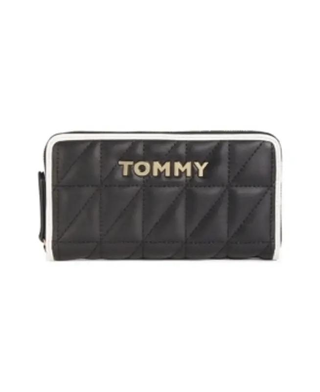 Tommy Hilfiger Quilted Emma Large Zip Around Wallet In Black $78