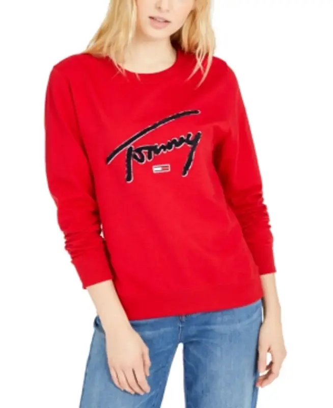 Tommy Hilfiger Logo Graphic Sweatshirt In Scarlet $59