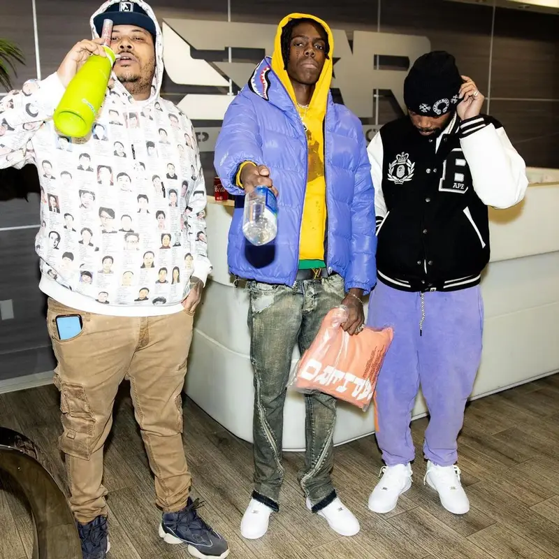 Yung Bans outfit in Bape, Louis Vuitton, and Nike, 2020