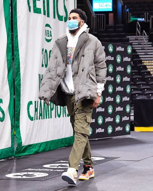 Jayson Tatum outfit in Maison Margiela, Dream On, and Nike, 2021