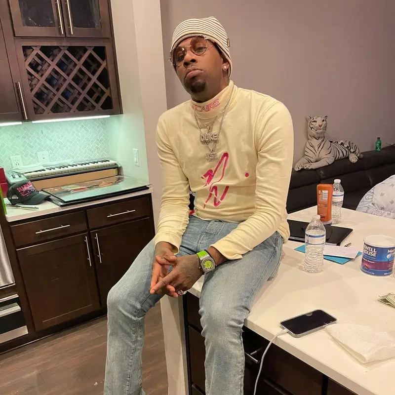 Lil Duke outfit in Vicaire and Nike, 2021