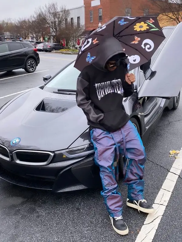 Lil Gnar outfit in Fear of God, Rick Owens, and Louis Vuitton, 2021
