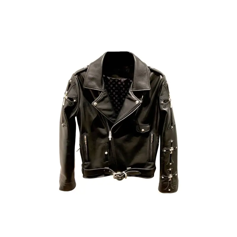 chrome hearts leather trench coat