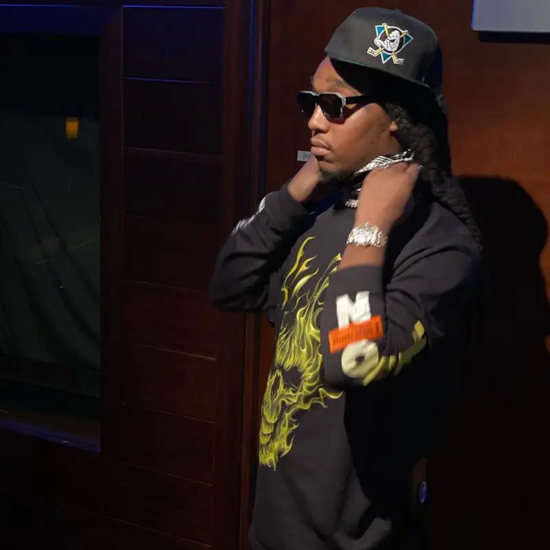 Takeoff outfit in Heron Preston, Nike, and Vintage, 2021