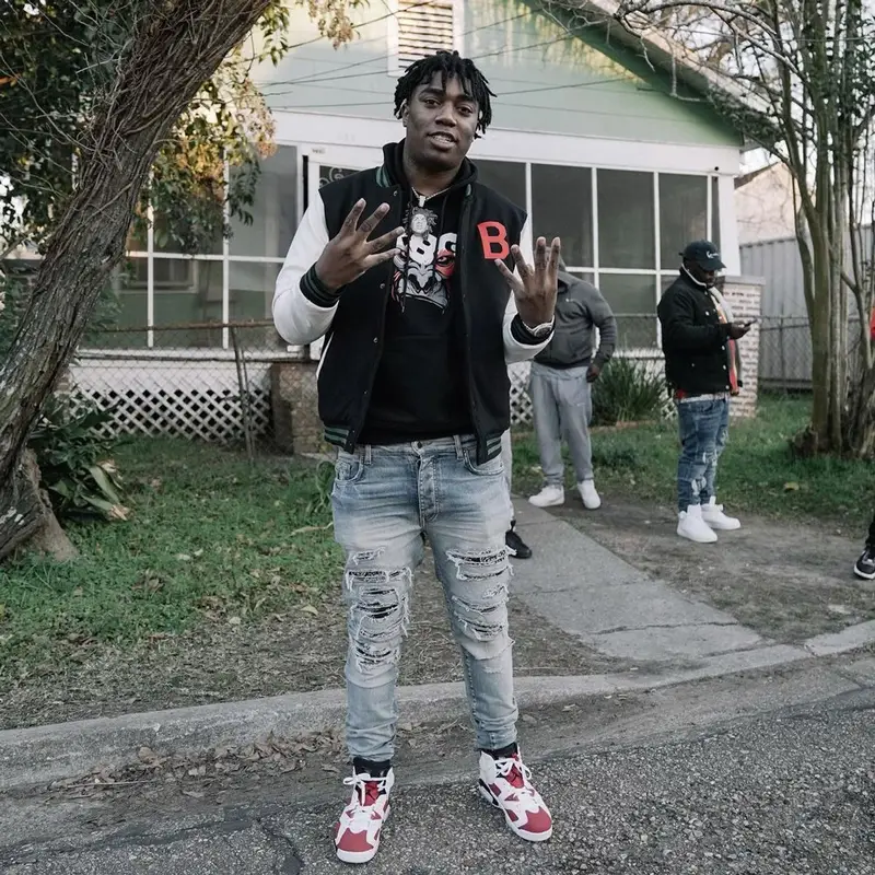 Fredo Bang outfit in Bang Biz Clothing, Amiri, and Jordan, 2021