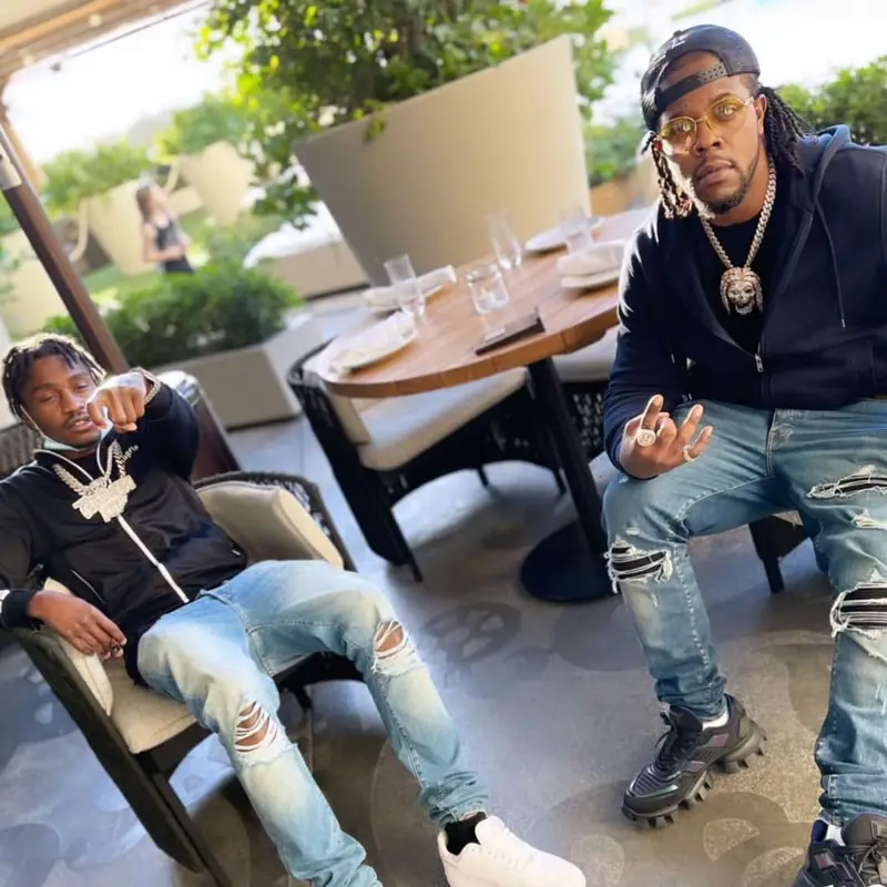 Lil Tjay outfit in Palm Angels and Nike, 2021