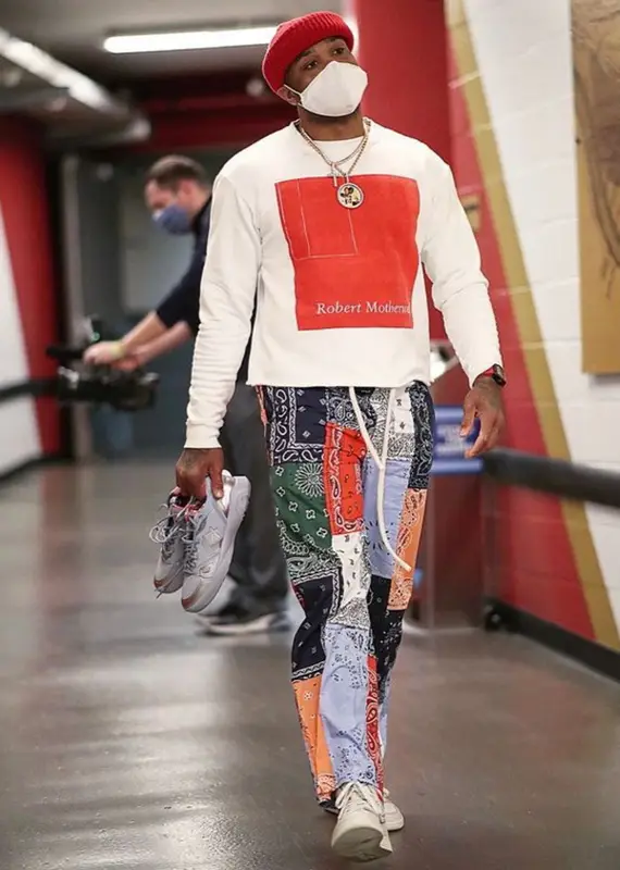 PJ Tucker outfit in Enfants Riches Deprimes, Loewe, and Converse, 2021