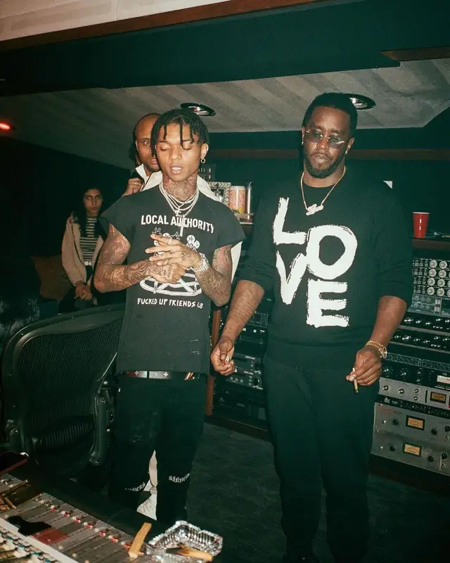 Swae Lee outfit in Rta, Louis Vuitton, and Audio Technica, 2021