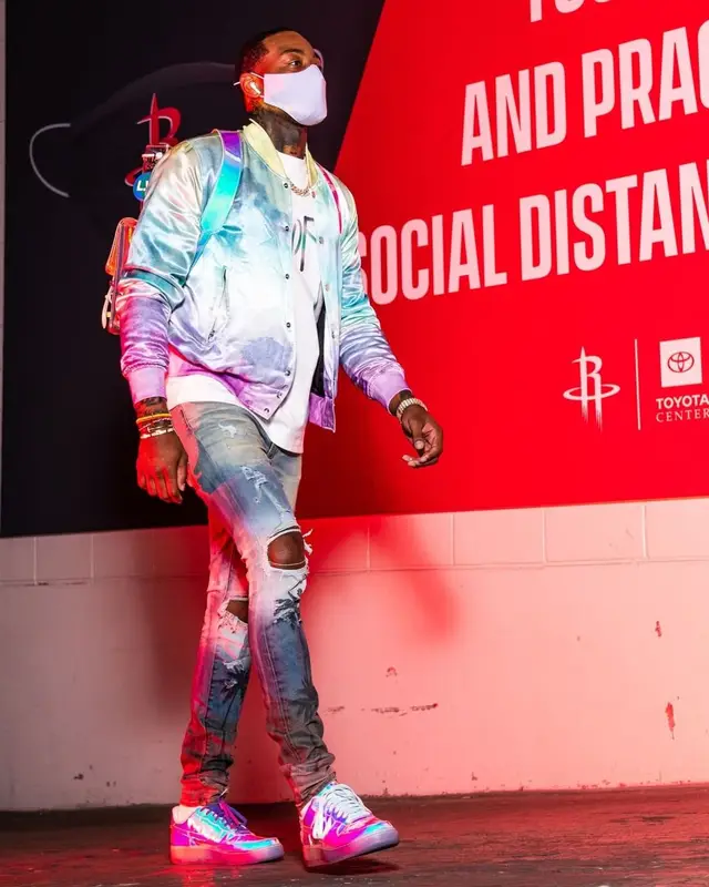John Wall outfit in Amiri, Dior, and Louis Vuitton, 2021