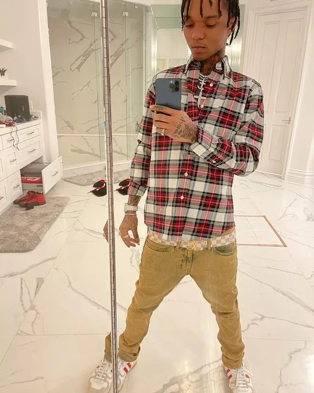 Swae Lee outfit in Brooks Brothers, Lanvin, and Louis Vuitton, 2021