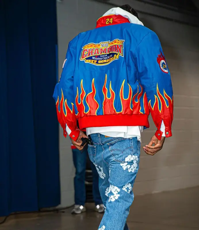 Shai outfit in Champion, Nascar, and Jeff Hamilton, 2021