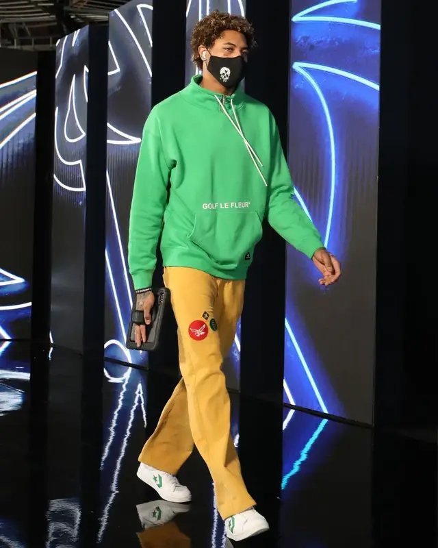 Kelly Oubre Jr outfit in Converse, Bare Knuckles, and Golf Le Fleur, 2021
