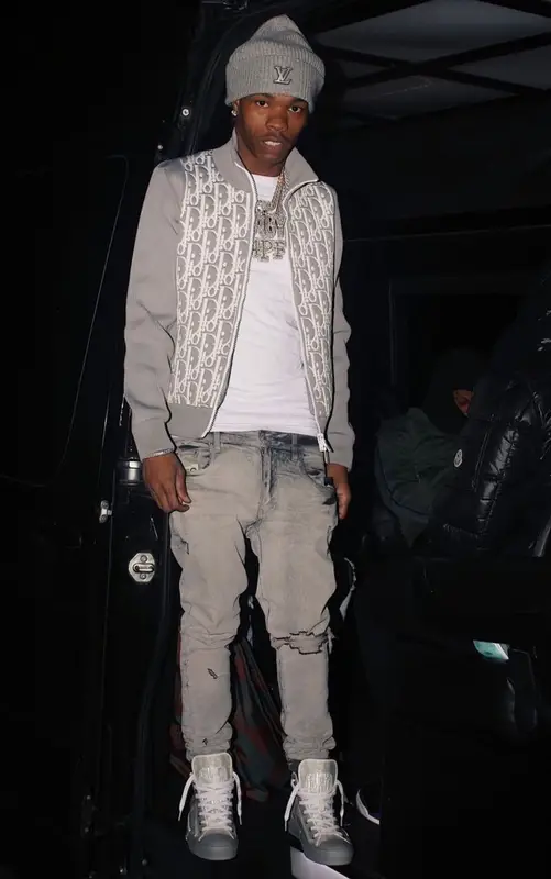 Lil Baby outfit in Dior, Amiri, and Louis Vuitton, 2021