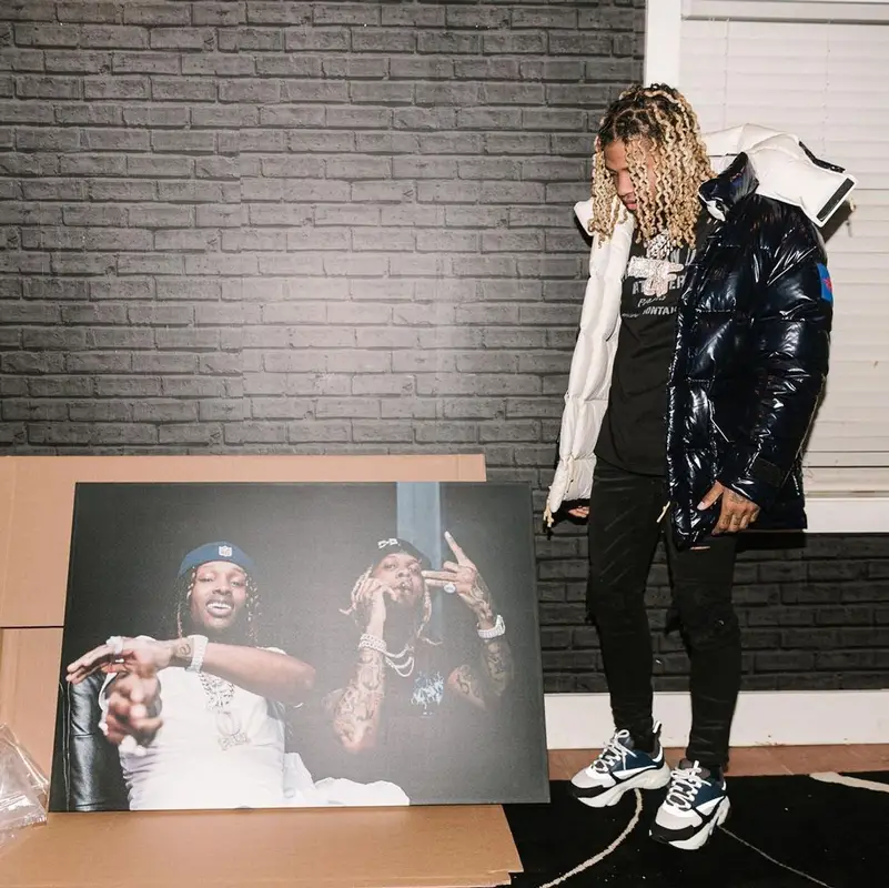 Lil Durk outfit in Dior and Amiri, 2021