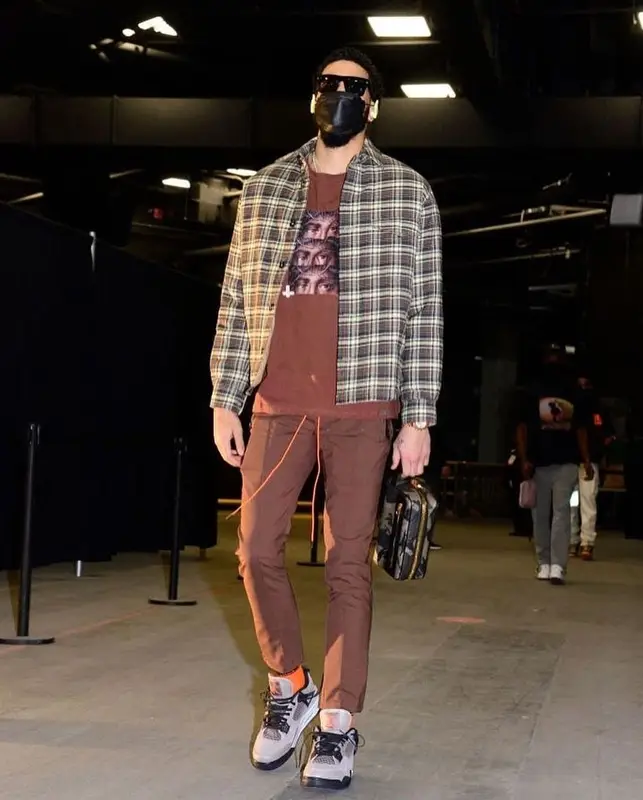 Jayson Tatum outfit in Marni, Christos, and Tom Ford, 2021