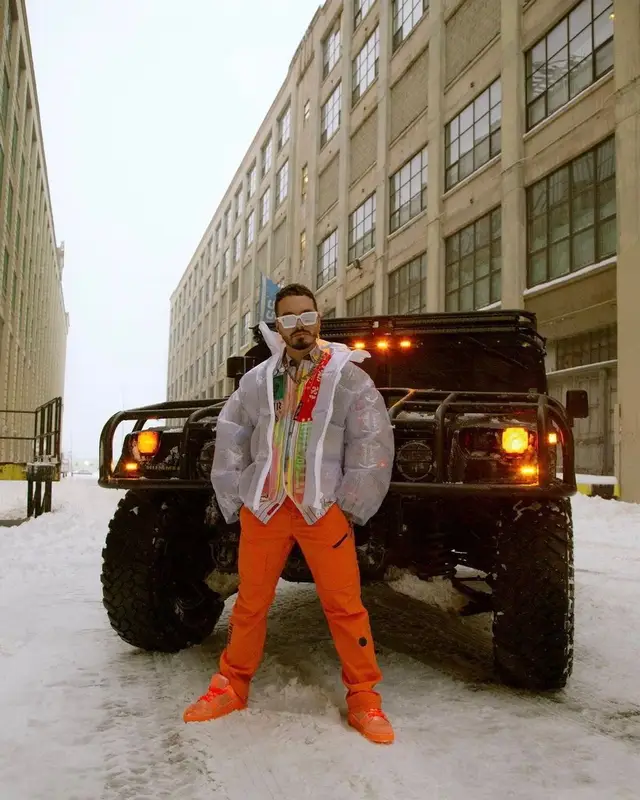 J Balvin outfit in Louis Vuitton, 2021