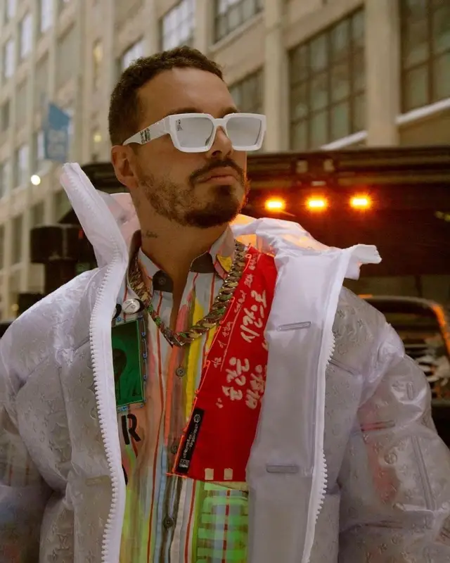 J Balvin outfit in Louis Vuitton, 2021