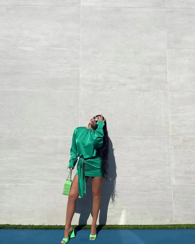 Kylie Jenner outfit in Bottega Veneta, Balenciaga, and The Attico, 2021