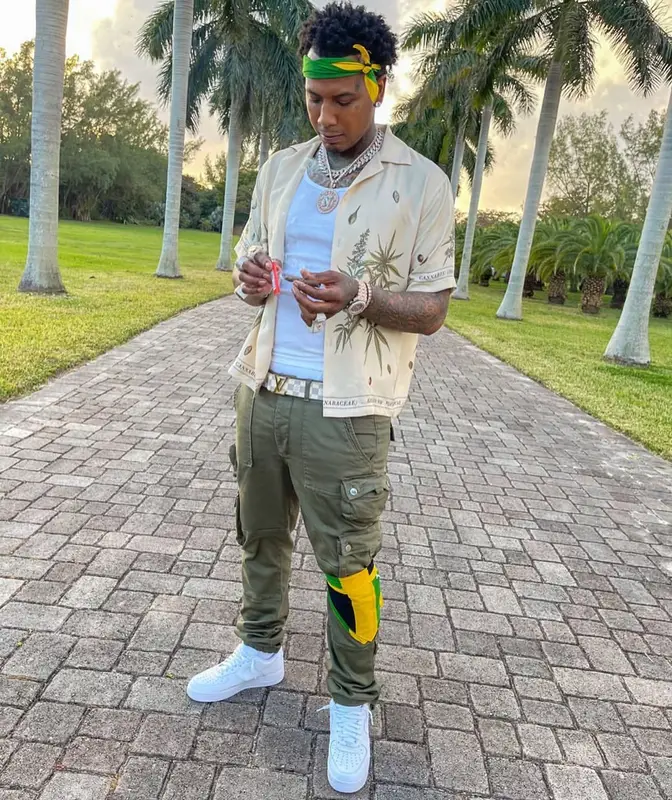Moneybagg Yo outfit in Amiri, Nike, and Louis Vuitton, 2021
