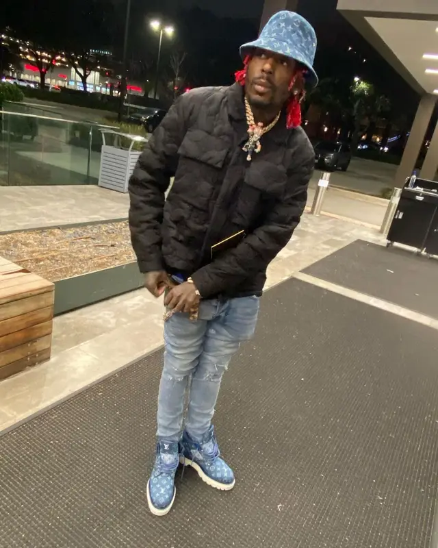 Sauce Walka outfit in Ksubi and Louis Vuitton, 2021