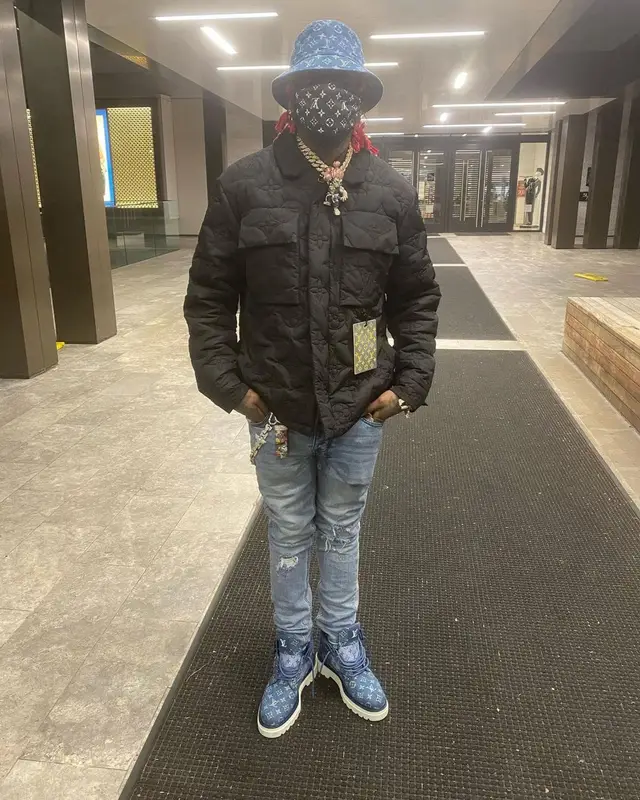 Sauce Walka outfit in Ksubi and Louis Vuitton, 2021