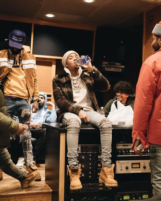 G Herbo outfit in Amiri and Timberland, 2021