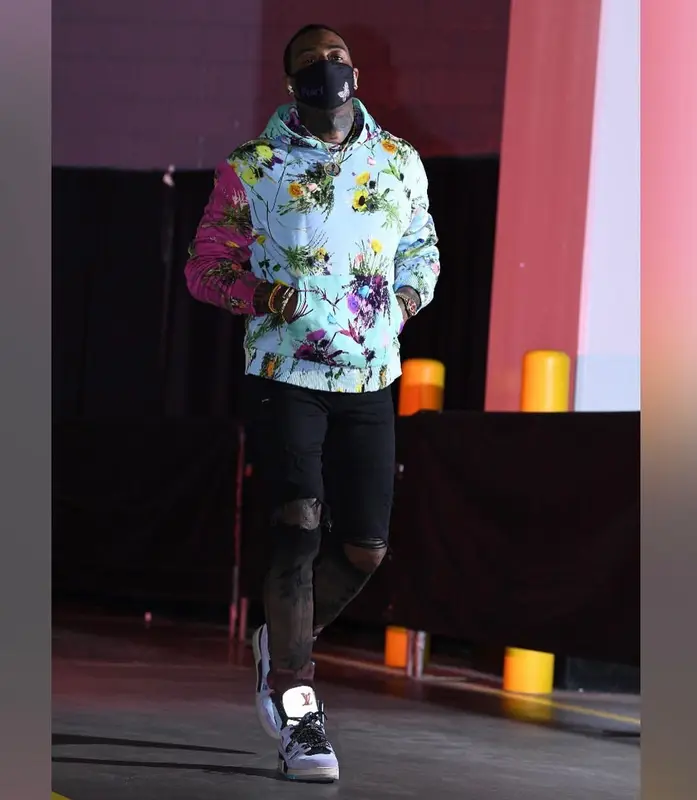 John Wall outfit in Louis Vuitton and Amiri, 2021