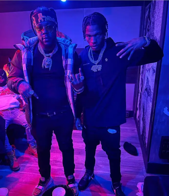 Lil Baby outfit in 1017 Alyx 9SM, Amiri, and Moncler, 2021
