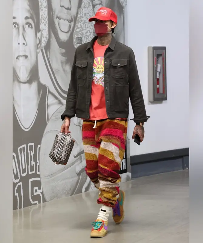Jordan Clarkson outfit in Nike, Goyard, and Camp High, 2021