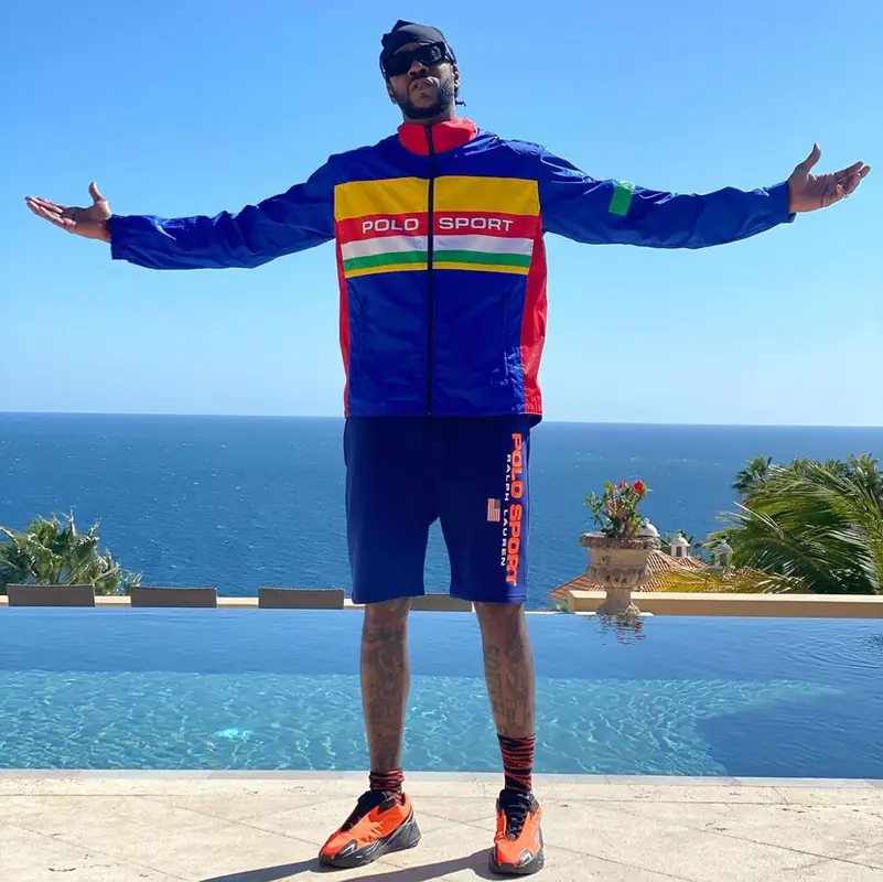 2 Chainz outfit in Ralph Lauren, Adidas, and Louis Vuitton, 2021