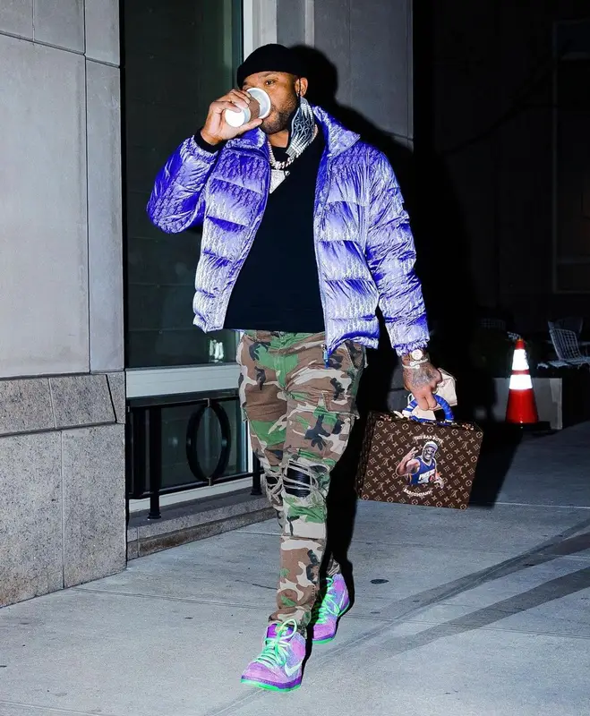 PJ Tucker outfit in Dior, Amiri, and Louis Vuitton, 2021