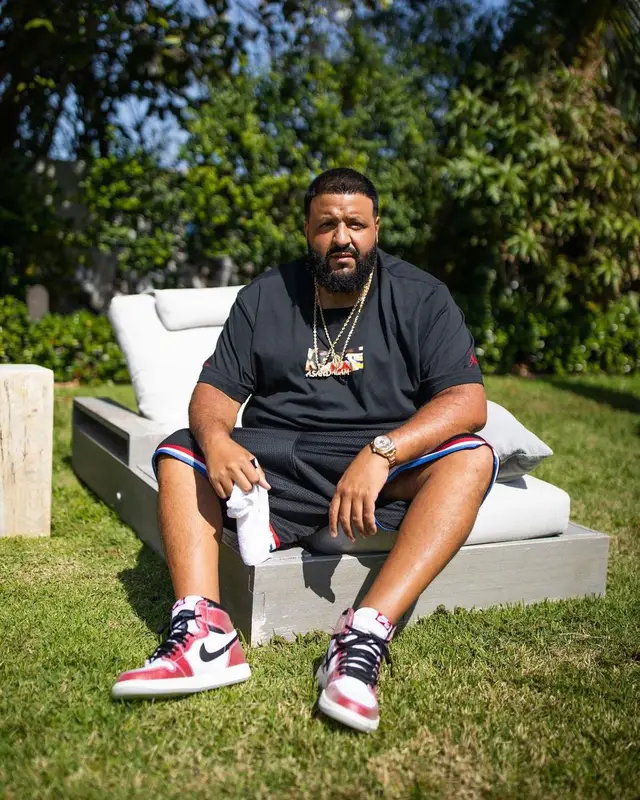 DJ Khaled outfit in Jordan, Nike, and Trophy Room, 2021