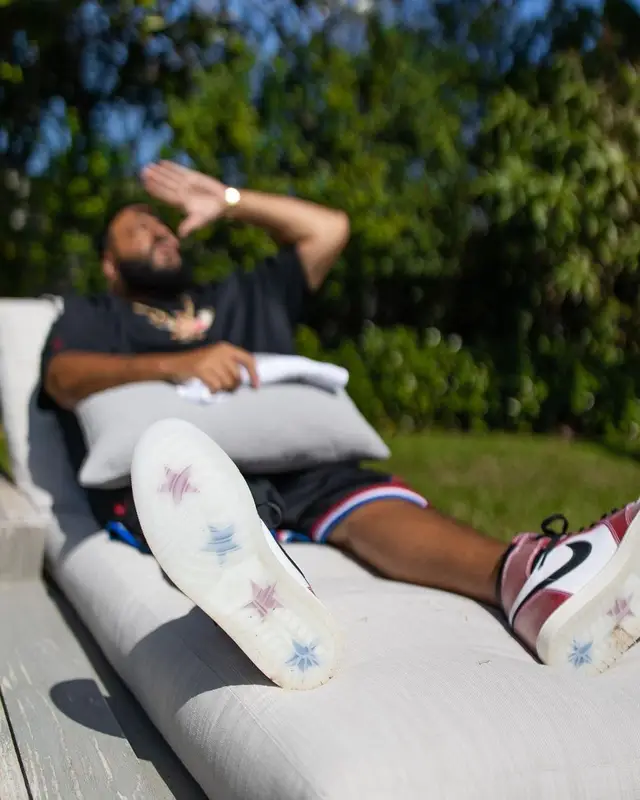 DJ Khaled outfit in Jordan, Nike, and Trophy Room, 2021