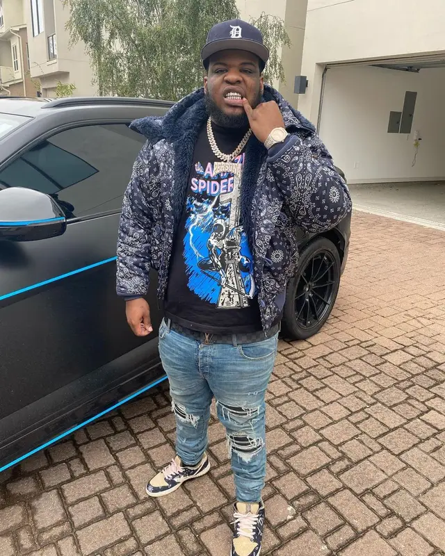 Maxo Kream outfit in Opening Ceremony, New Era, and Alpha Industries, 2021