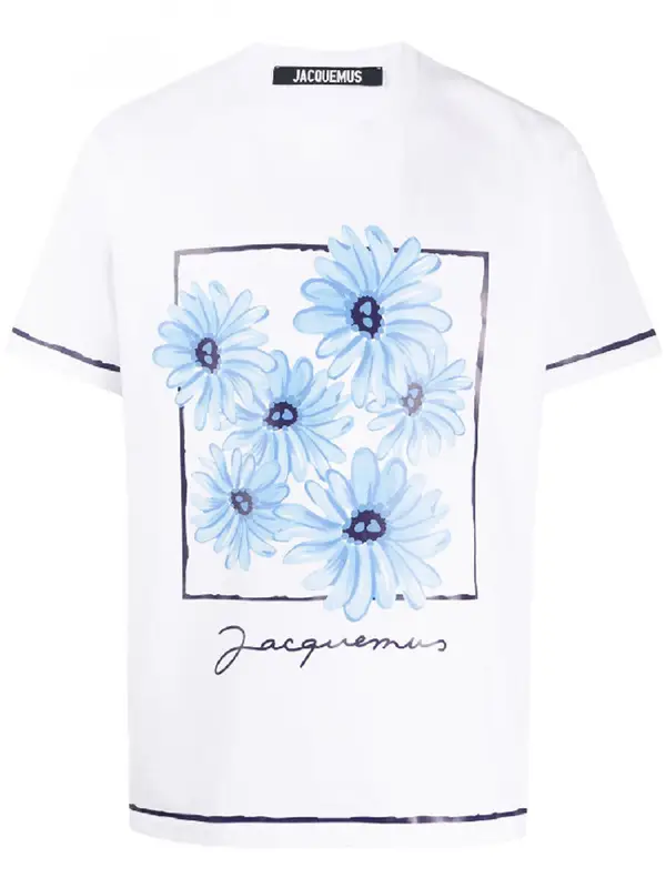 Jacquemus Printed Cotton Jersey White T-Shirt $280