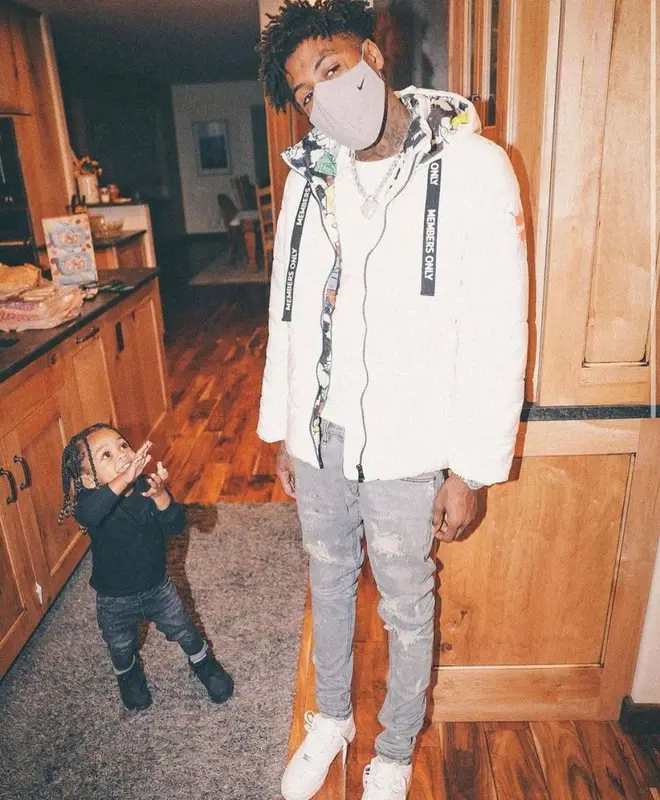 NBA YoungBoy outfit in Members Only, Nike, and Nickelodeon, 2021