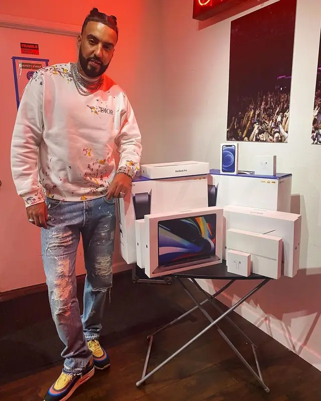French Montana outfit in Dior and Nike, 2021