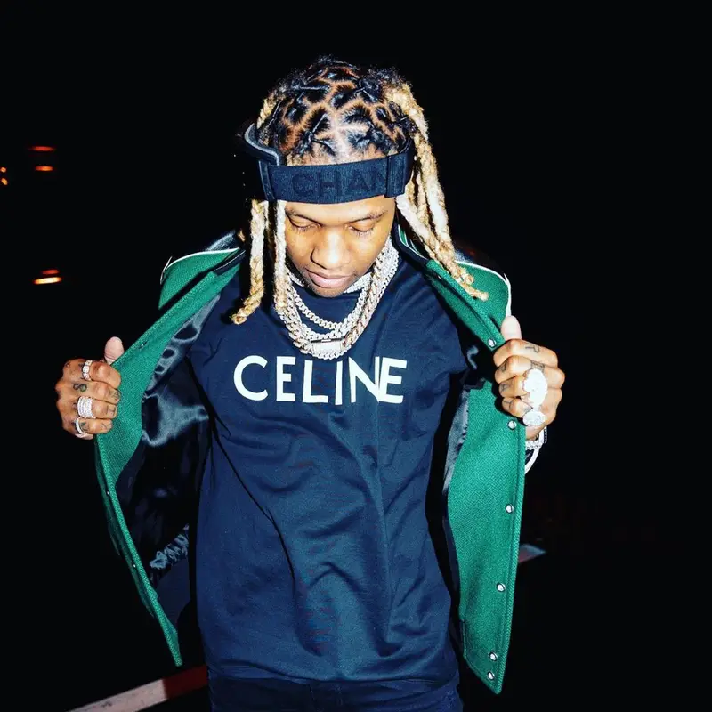 Lil Durk outfit in Celine, Dior, and Chanel, 2021