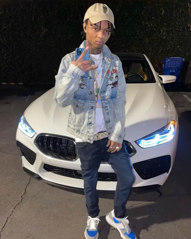 Swae Lee outfit in Urban Outfitters, Ksubi, and Louis Vuitton, 2021