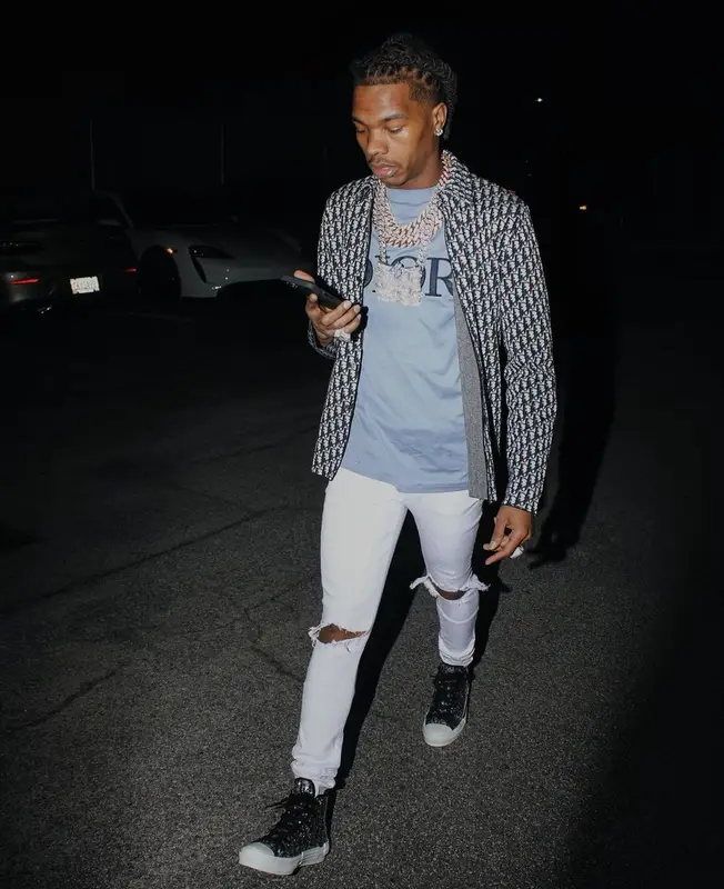 Lil Baby outfit in Dior and Amiri, 2021