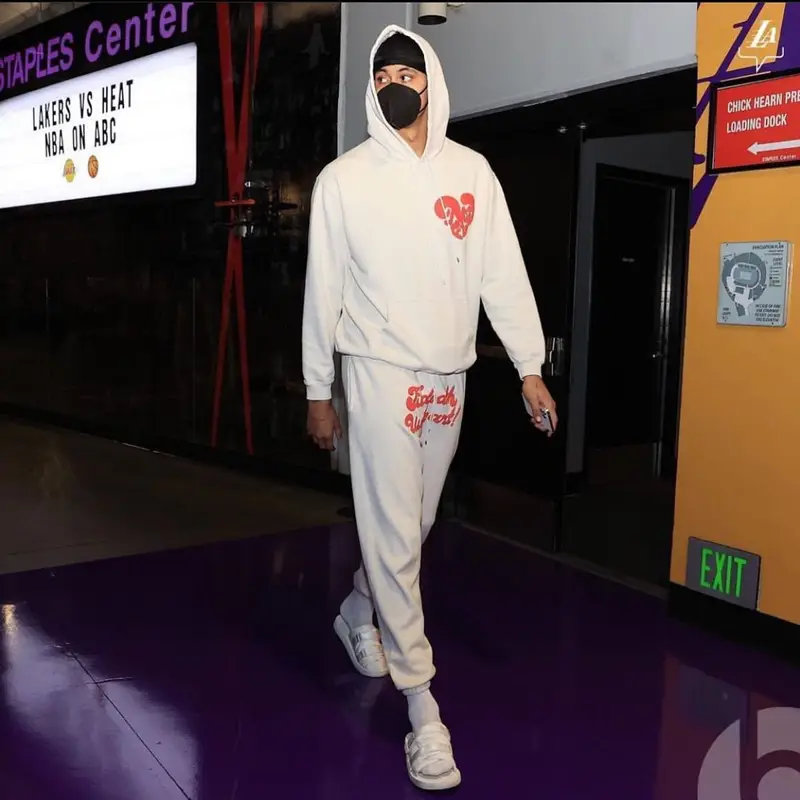 Kyle Kuzma outfit in Mcflyy  and Suicoke, 2021