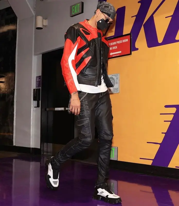 Kyle Kuzma outfit in Geechi Vigilantes, Prada, and Henry Mask, 2021