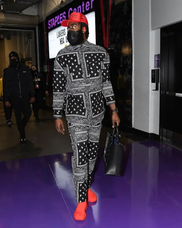 James Harden outfit in Avenue C, Balenciaga, and Anthony Cordero, 2021