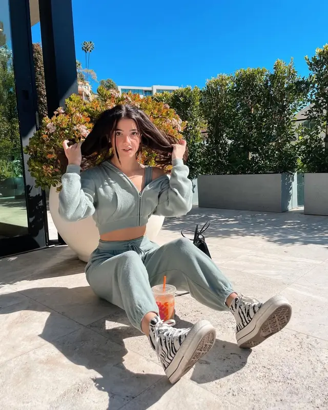 Charli D'Amelio outfit in Skims, Converse, and Balenciaga, 2021