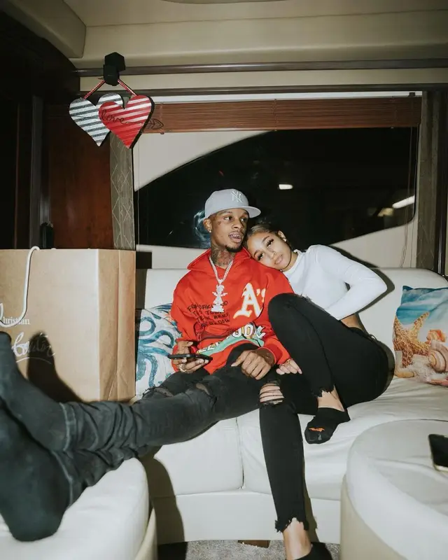 Toosii outfit in Homme + Femme, Amiri, and New Era, 2021