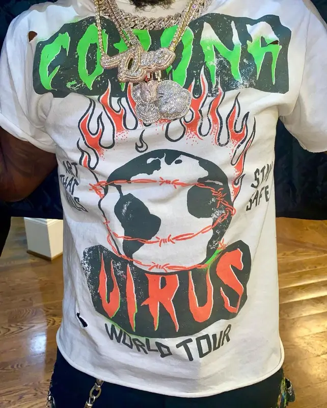 Jacquees outfit in Gallery Dept., Nike, and Off-White, 2021