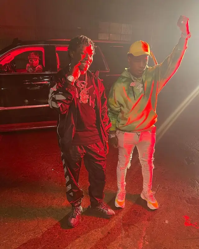 Jackboy outfit in Off-White, Givenchy, and Versace, 2021